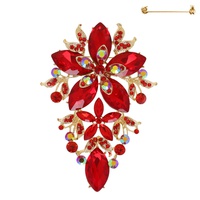CRYSTAL RHINESTONE FLORAL BROOCH PIN